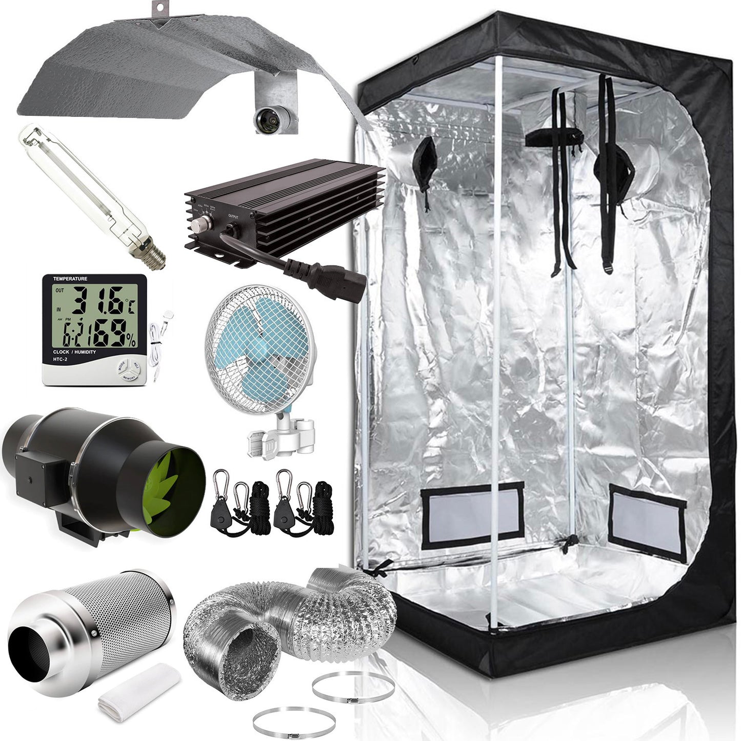 600W HPS Kingpin Grow Tent Kit (1x1x2m)