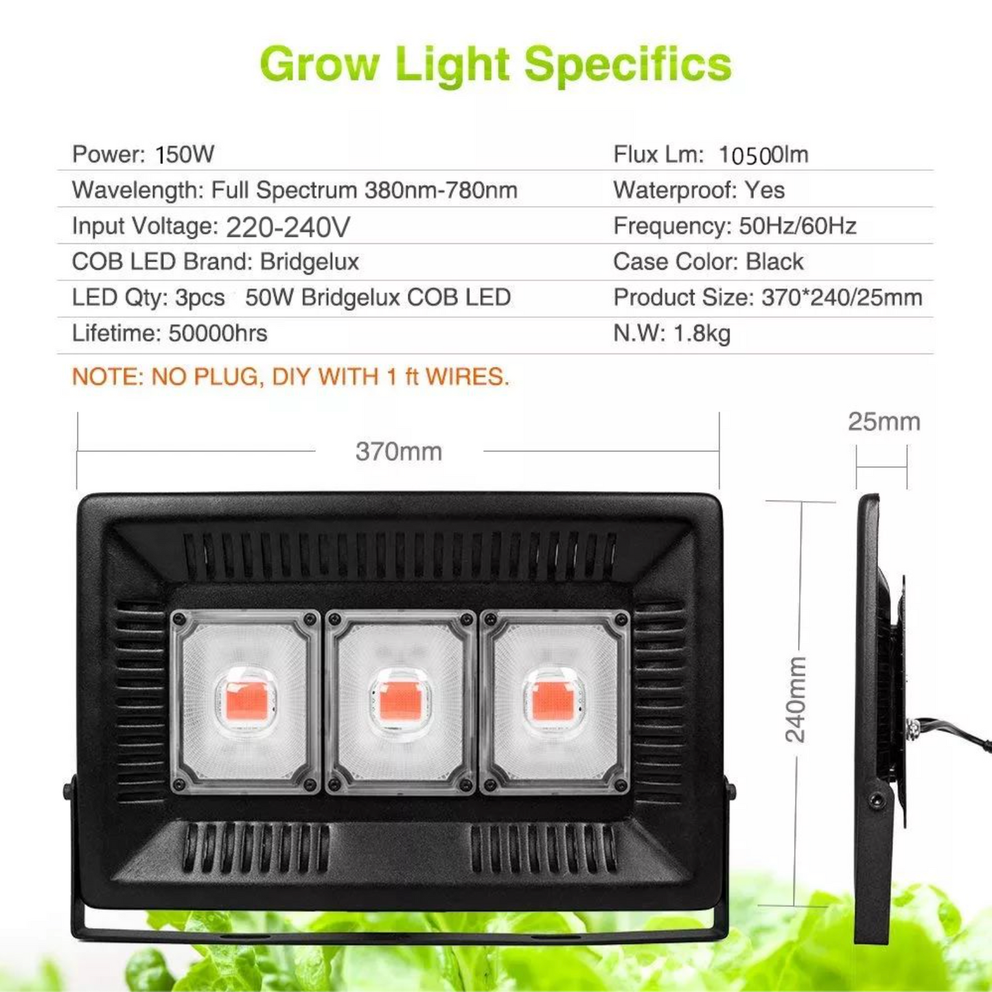 150W Full Spectrum LED Grow Light