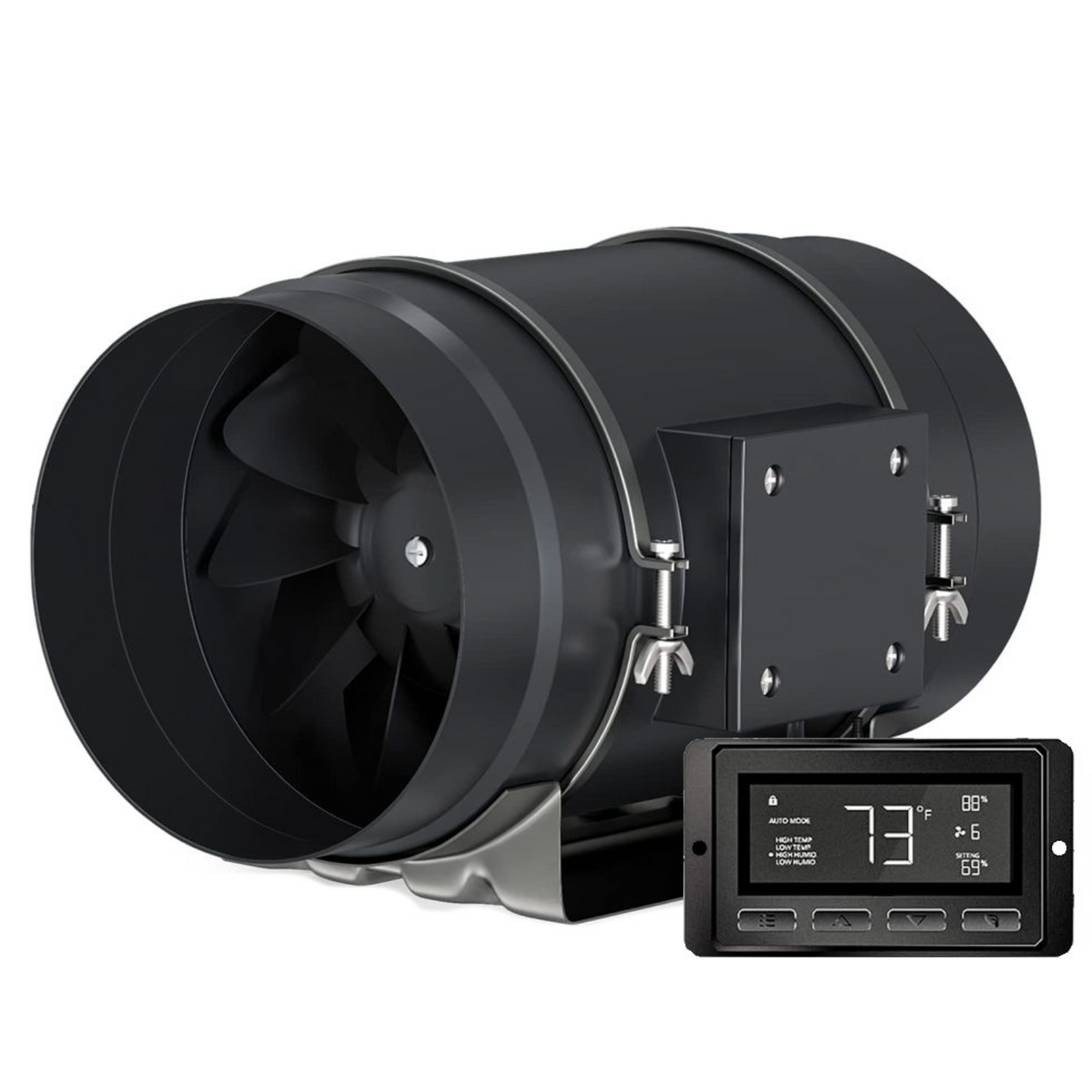 Inline Duct Extraction Fan with Temperature Humidity Controller