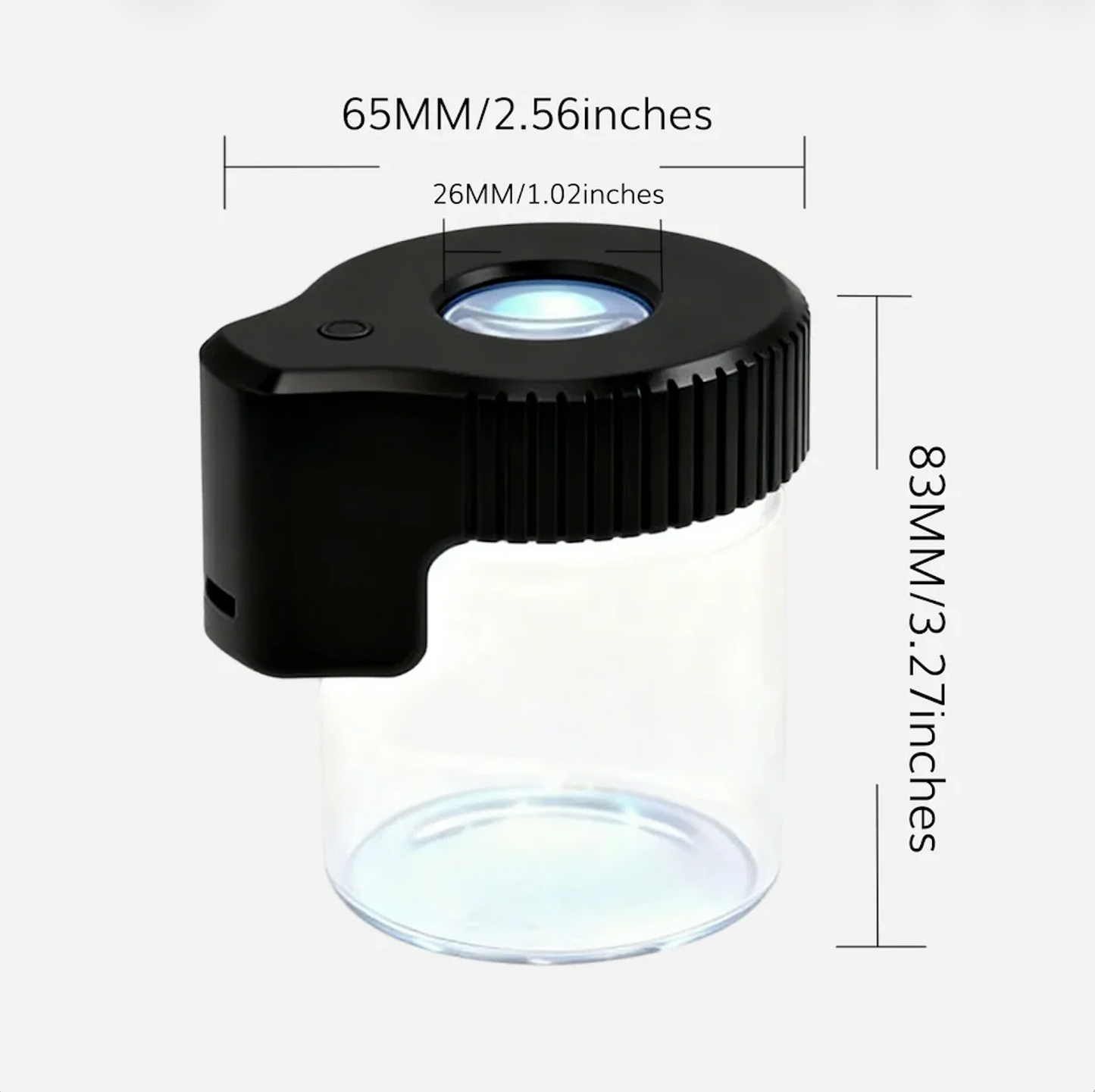 LED Glass Storage Jar with Magnifying Glass