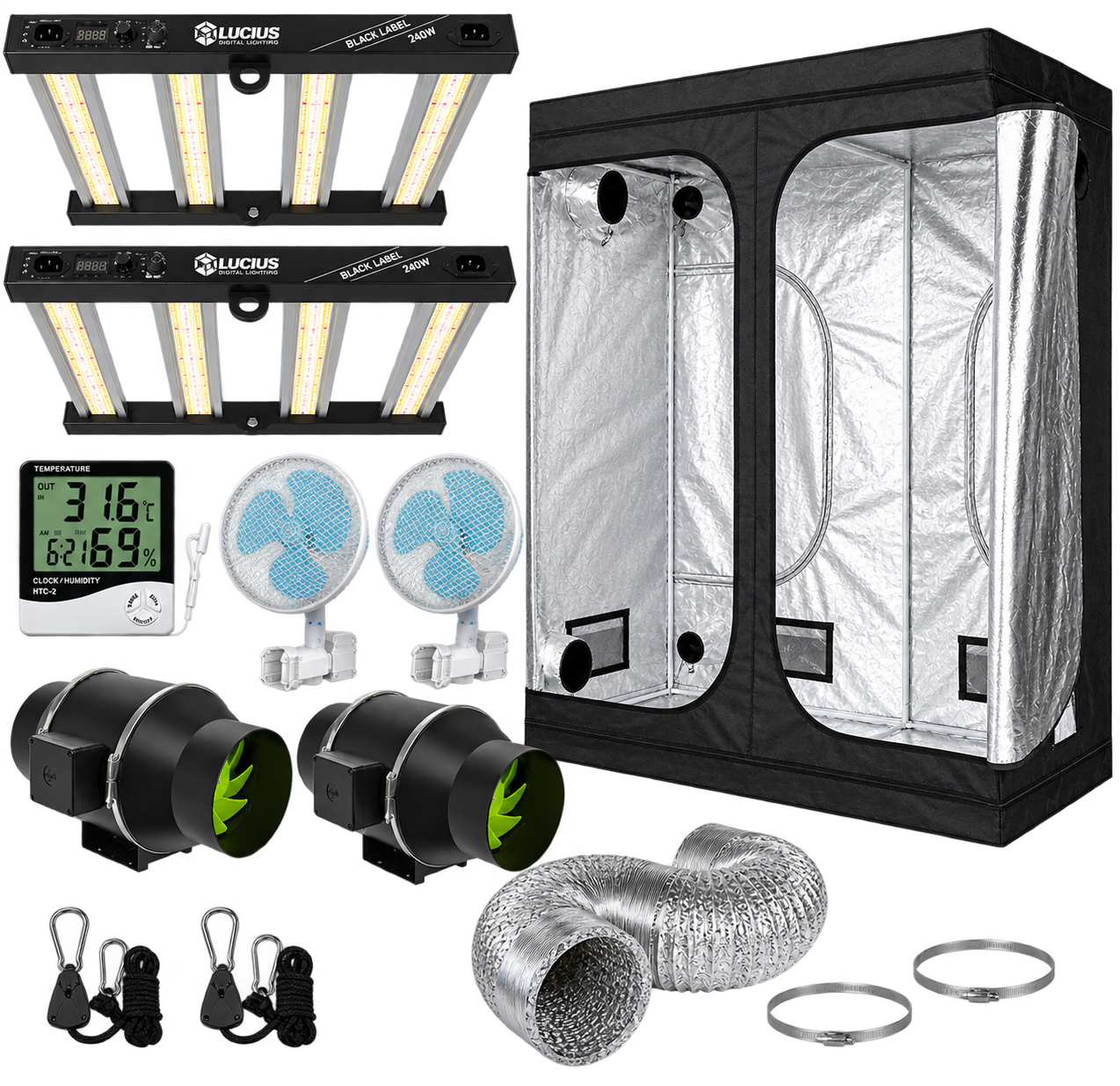 800W LED King Pin Grow Tent Kit (2.4mx1.2mx2m)