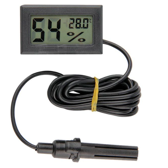 Humidity Meter & Thermometer Hygrometer LCD Digital Probe - Black