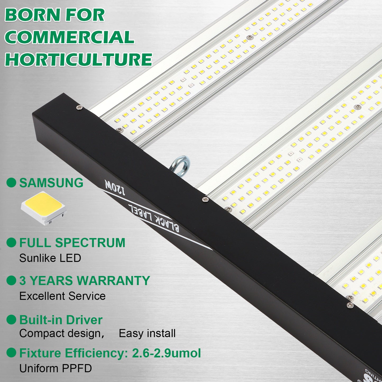 120W Samsung LM281B LED Grow Light | Lucius Black Label