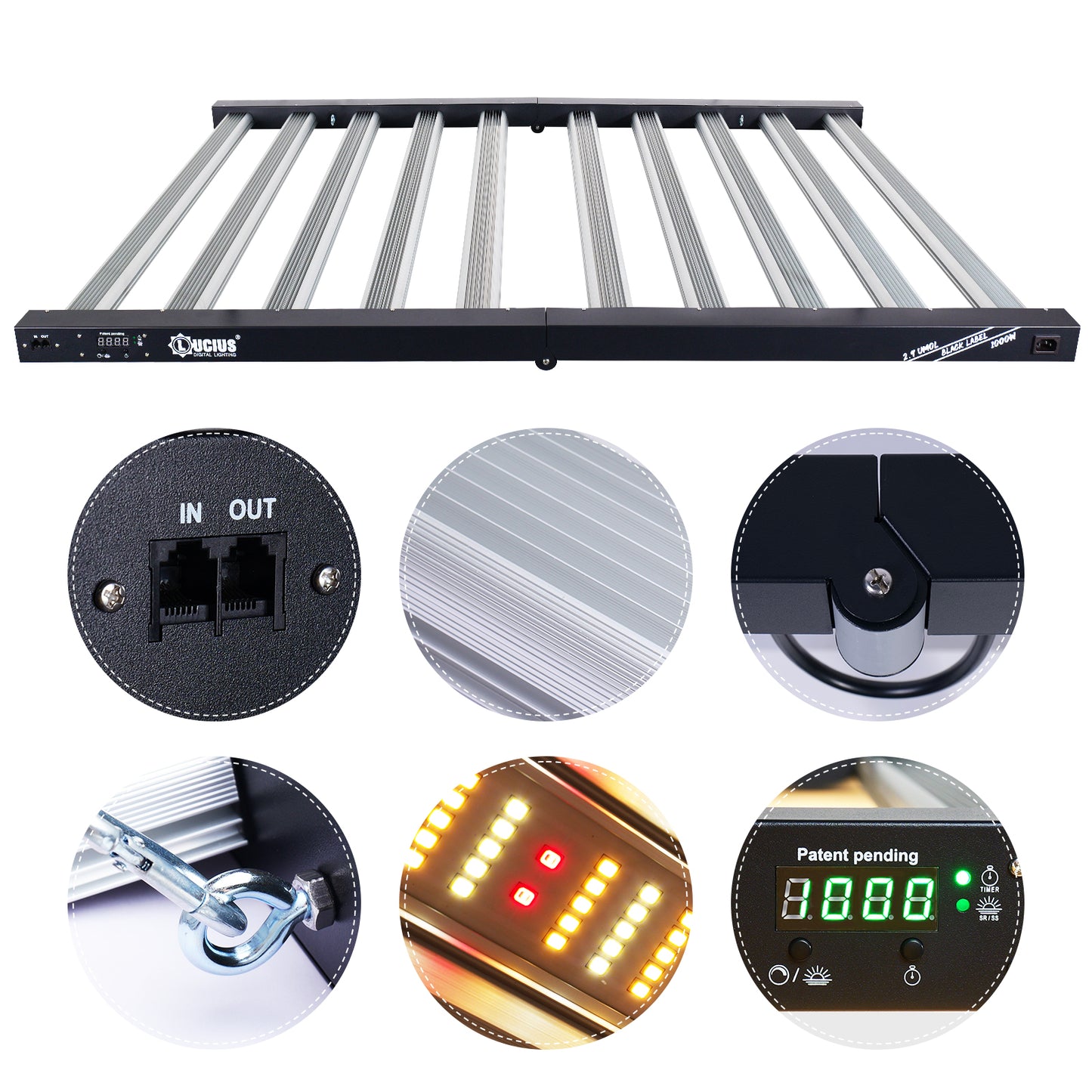 1000W Samsung LM281B LED Grow Light | Programmable Sunrise/Sunset + Timer | Lucius Black Label