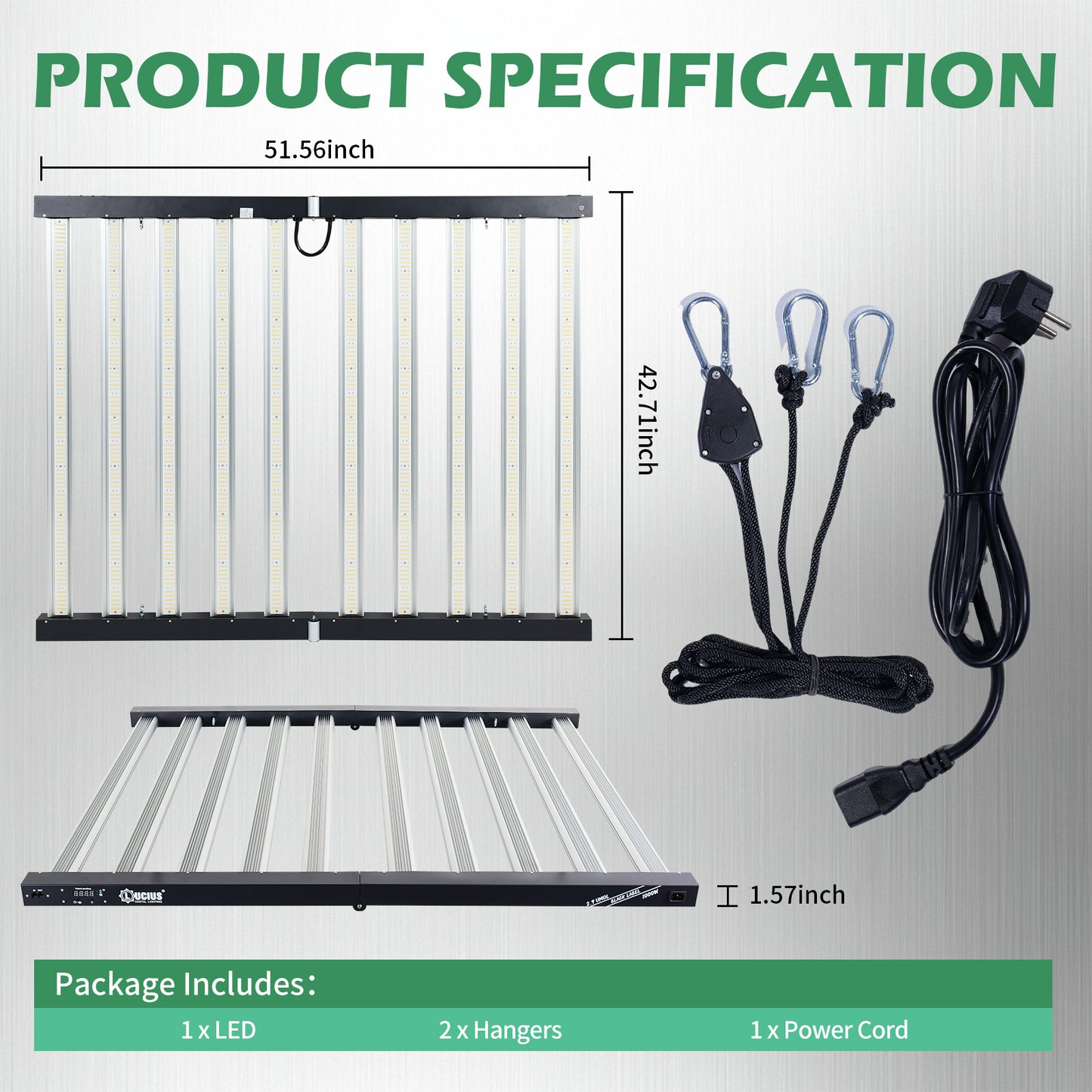 1000W Samsung LM281B LED Grow Light | Programmable Sunrise/Sunset + Timer | Lucius Black Label
