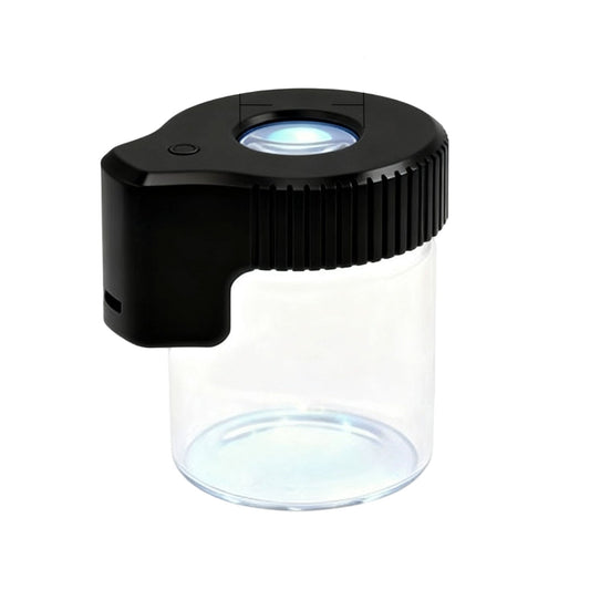 LED Glass Storage Jar with Magnifying Glass