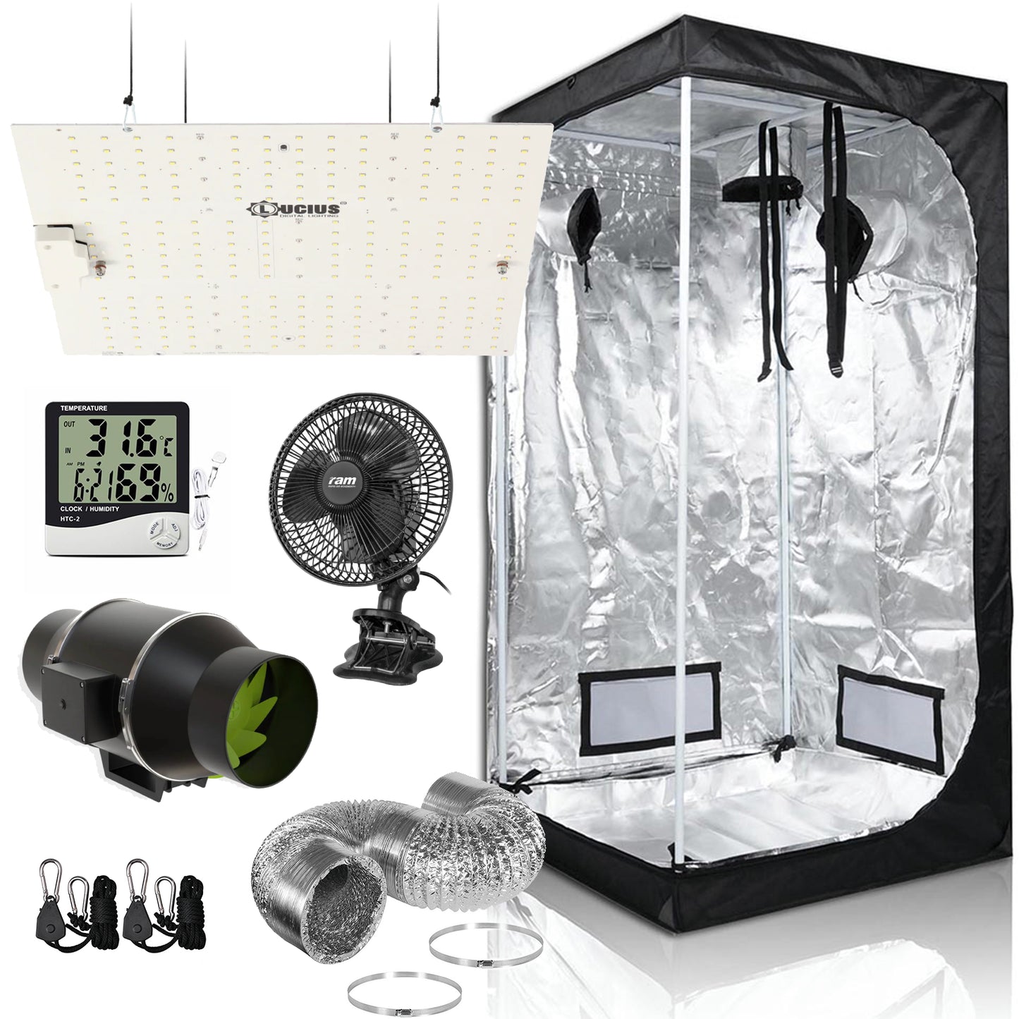 240W LED Kingpin Grow Tent Kit (1x1x2m) V1