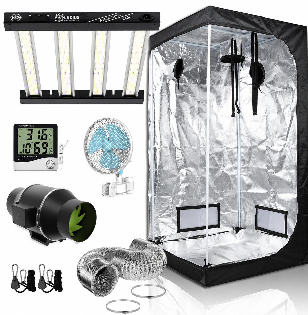 240W LED Kingpin Grow Tent Kit (60cmx60cm/80cmx80cm) V3