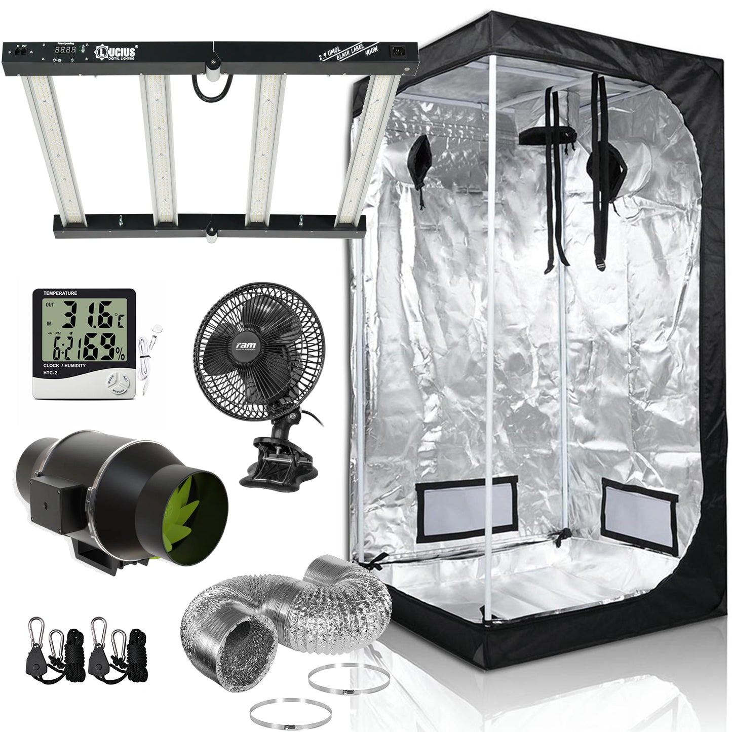 400W LED Kingpin Grow Tent Kit (1x1x2m)