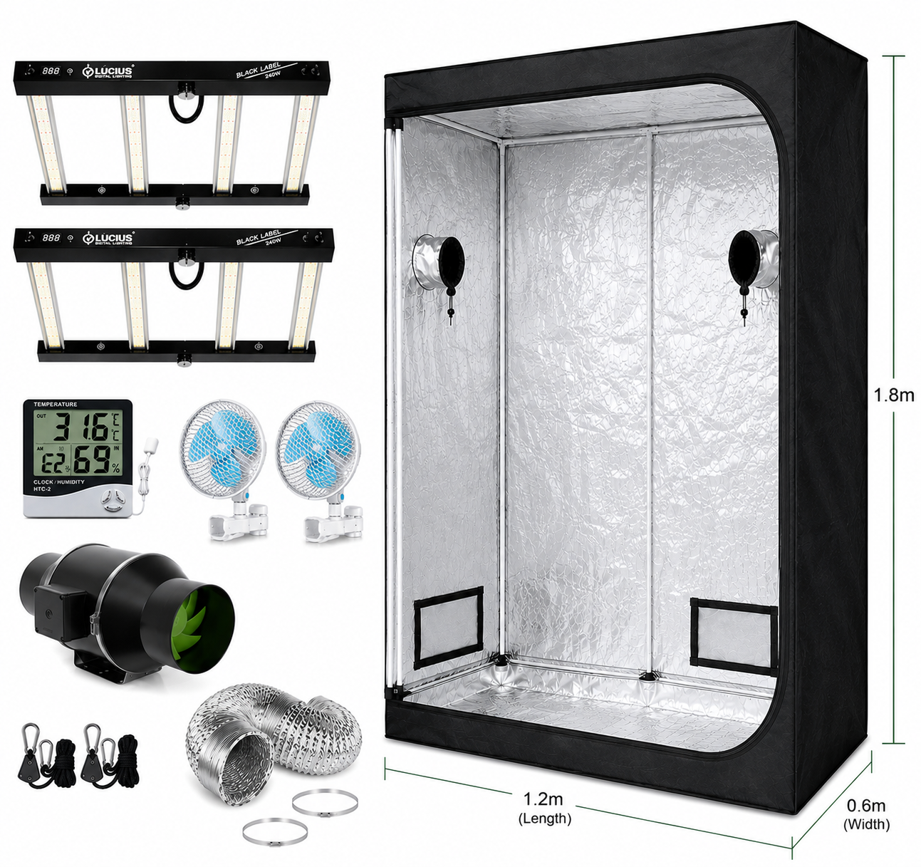 480W LED Kingpin Grow Tent Kit (1.2mx0.6mx1.5m)