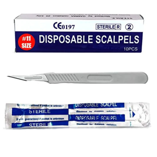 10 pack Sterile Disposable Scalpels - Size 11 Surgical Scalpels