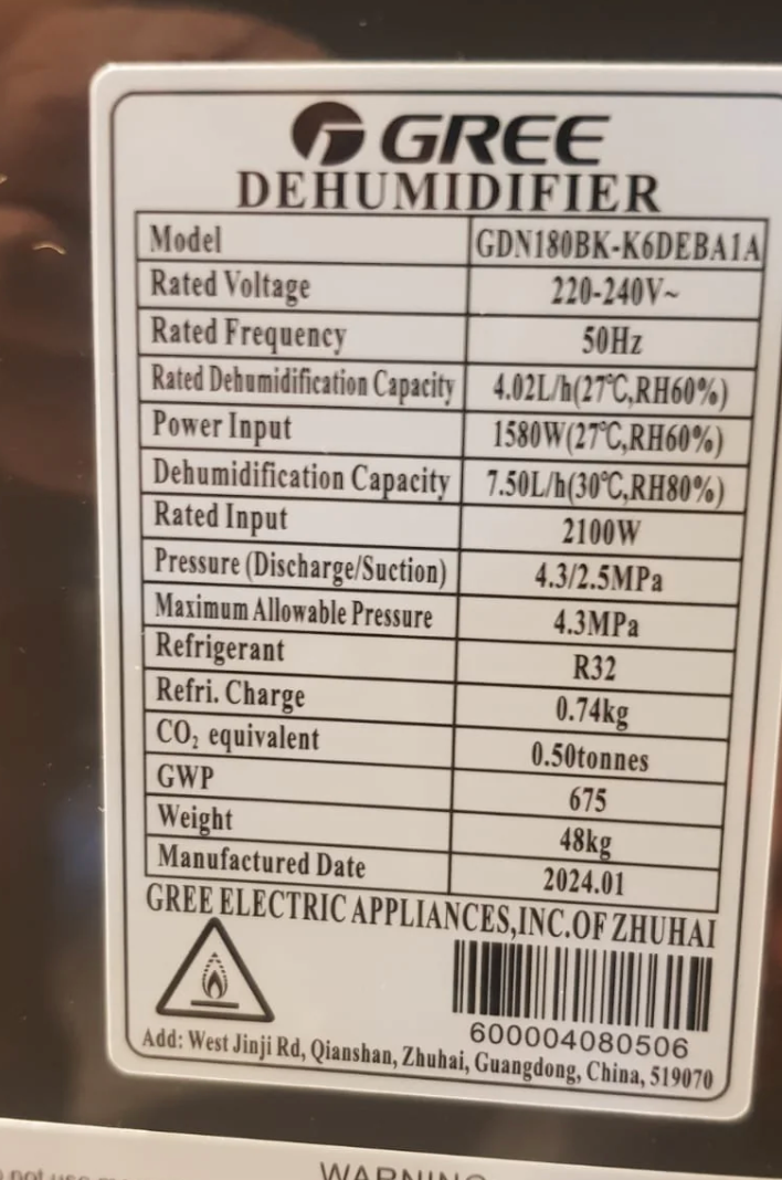 180L Dehumidifier - Gree