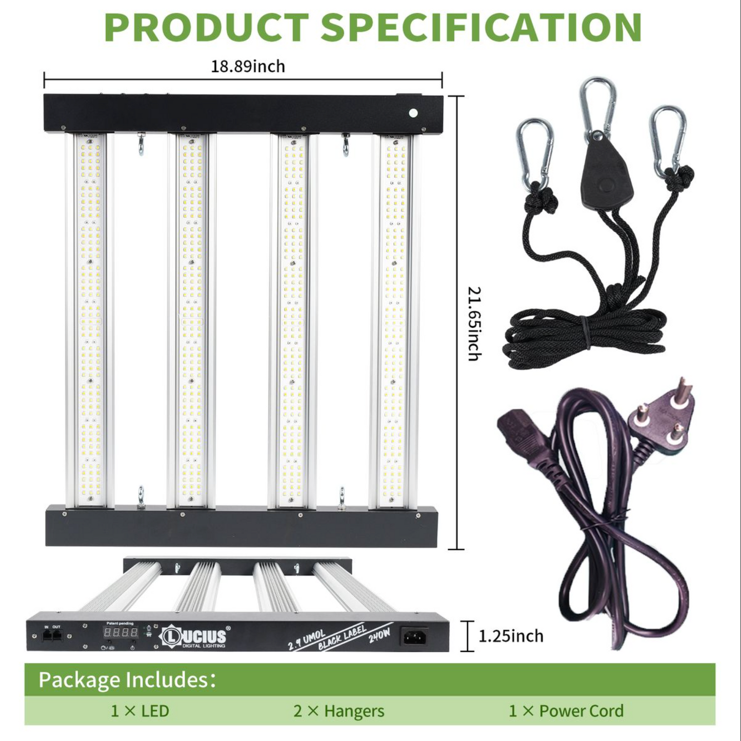 240W Samsung LM281B LED Grow Light | Programmable Sunrise/Sunset + Timer | Lucius Black Label
