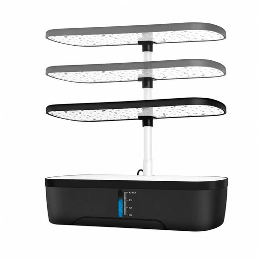 KitchenFarm 12-Pod Smart Hydroponic Grower | Full-Spectrum LED + Touch Timer | Soil-Free Countertop Garden