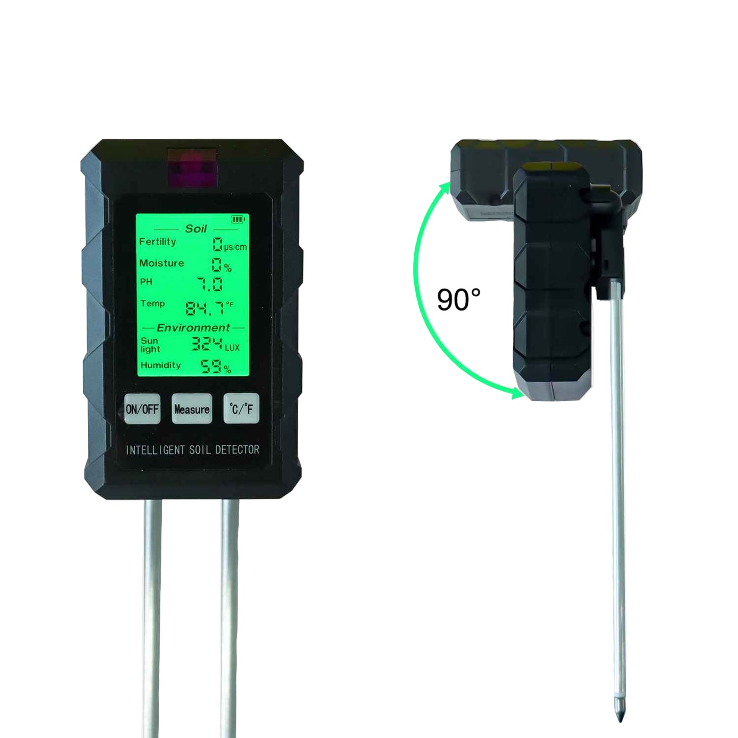 6-in-1 Multifunctional Soil Tester - EC/Moisture/Temperature/PH/Sunlight Intensity/Ambient Humidity