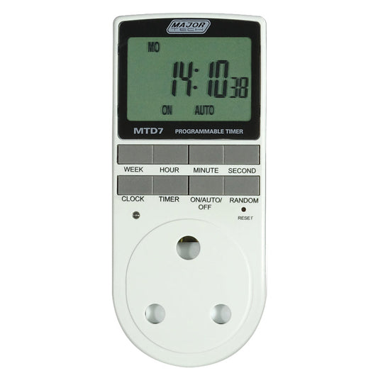 Major Tech MTD7-20 digital daily timer with LCD display for grow lights, fans and pumps