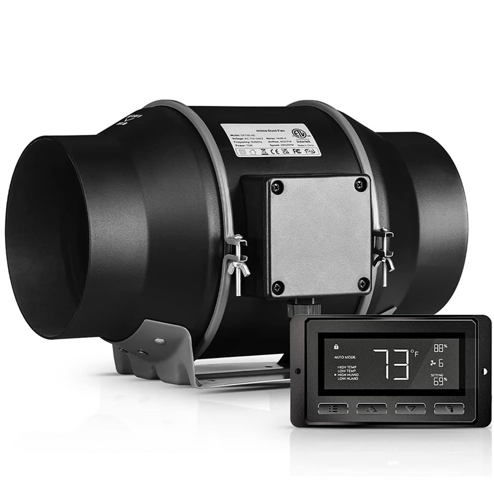 Inline Duct Extraction Fan with Temperature Humidity Controller – Plant ...