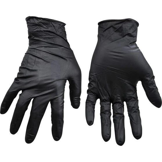 Black powder free nitrile gloves box of 100