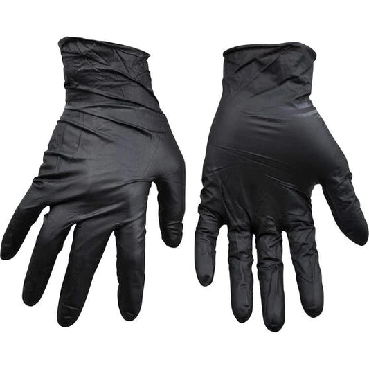 Black powder free nitrile gloves box of 100