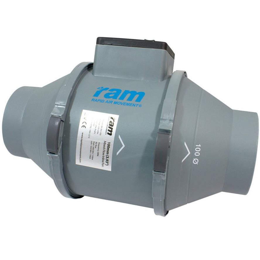 4" RAM mixed-flow inline fan 100mm - 199m³/hr